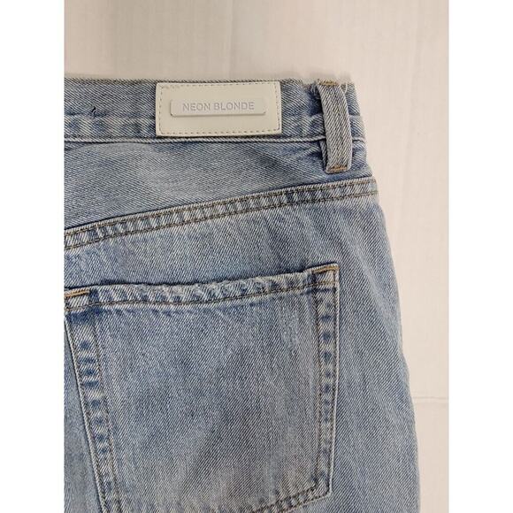 NEON BLONDE Light Blue Straight Leg Jeans with Leopard Detail - Picture 15 of 15